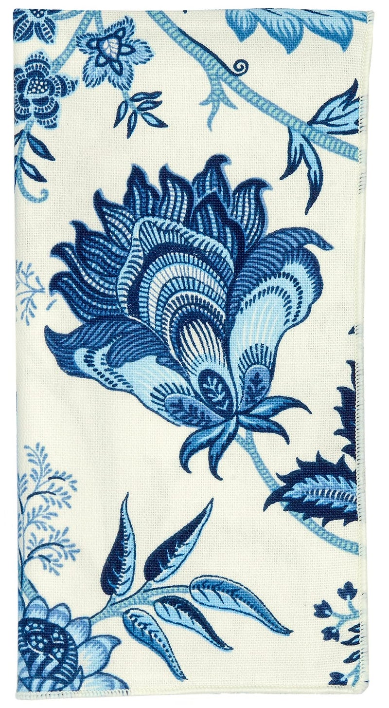 Decorative Things Cloth Napkins for Wedding Reception, Easter Table DÃ©cor Linens, Blue Floral Fabric, Use with Tablecloth for Tablescapes, Settings, 18" x 18" Dinner, 100% Cotton, Washable, Soft, Reusable, Set of 12 - Image 4